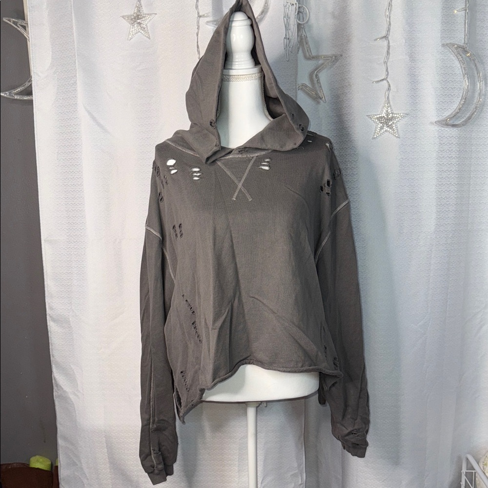 Gray Distressed Hoodie